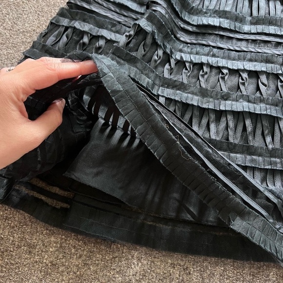 Black Jumper Dress with Lace Pattern Detail A-Line Skirt Bottom Womens Small - Picture 3 of 11